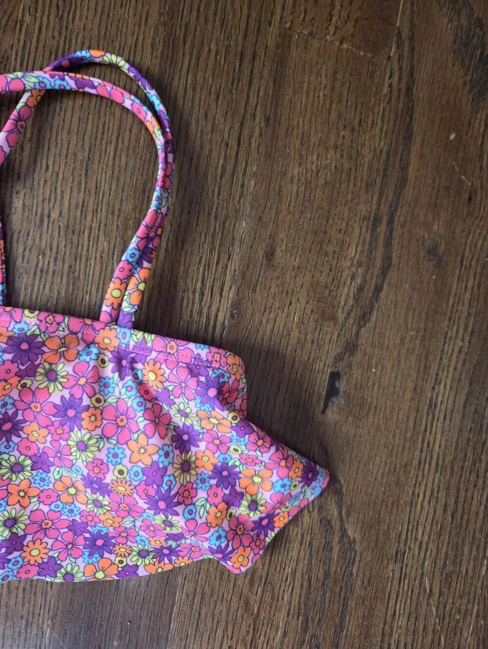 New Cat & Jack Girls Small 6/7 Floral Swim Top